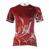 Ilpaladino Wine-color   Blooming Flower Women's  Quick Dry Short-Sleeve Cycling Jersey Biking Shirts Breathable Summer Sports Clothes NO.275 -  Cycling Apparel, Cycling Accessories | BestForCycling.com 