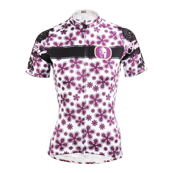 Ilpaladino Purple-flower Summer Women's Quick Dry Short-Sleeve Cycling Jersey Exercise Bicycling Pro Cycle Clothing Racing Apparel Outdoor Sports Leisure Biking Shirts Breathable Sport Clothes NO.608 -  Cycling Apparel, Cycling Accessories | BestForCycling.com 