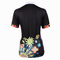 Ilpaladino Chrysanthemum patterned Women's Summer Short-Sleeve Cycling Jersey Biking Shirts Breathable Sport Black Clothes NO.214 -  Cycling Apparel, Cycling Accessories | BestForCycling.com 