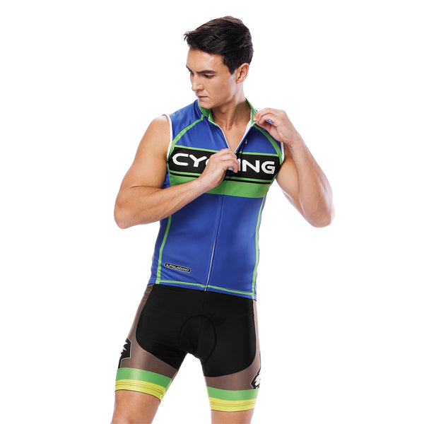 Green-Strip Blue Men's Cycling Sleeveless Bike Jersey/Kit T-shirt Summer Spring Road Bike Wear Mountain Bike MTB Clothes Sports Apparel Top / Suit / Shorts Pants NO. 818 -  Cycling Apparel, Cycling Accessories | BestForCycling.com 