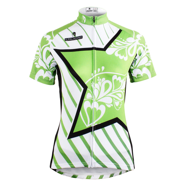 Ilpaladino Green Star Diagonal Women Cycling Jerseys Short-sleeve Summer Spring Sportswear Gear Pro Cycle Clothing Racing Apparel Outdoor Sports Leisure Biking Shirt NO.586 -  Cycling Apparel, Cycling Accessories | BestForCycling.com 