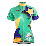 Women MTB Jerseys TRAVEL THE WORLD Yellow Golden Star Green Women Cycling Jerseys 596 -  Cycling Apparel, Cycling Accessories | BestForCycling.com 
