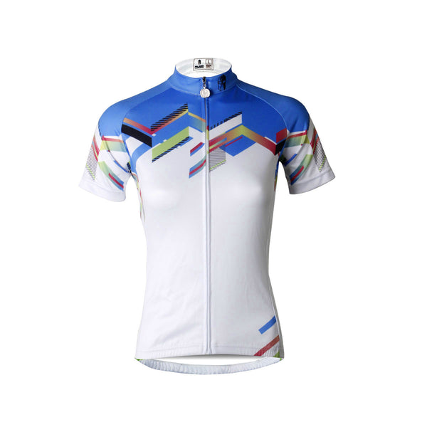 Ilpaladino Blue-Shoulder White Women's Quick Dry Short-Sleeve Cycling Jersey Biking Shirts Breathable Summer Apparel Outdoor Sports Gear Clothes  NO.687 -  Cycling Apparel, Cycling Accessories | BestForCycling.com 