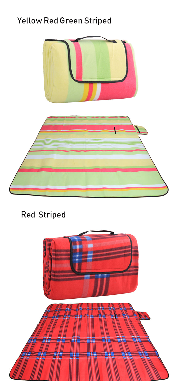 2*2m Large Striped Checked Dual Layers Portable Outdoor Family Beach/ Park/Camping/Concerts/Picnic Blanket Mat- Handle Extra,Foldable, Waterproof, Sand-proof -  Cycling Apparel, Cycling Accessories | BestForCycling.com 
