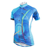 Ilpaladino Blue Patterned Women's Summer Quick Dry Short-Sleeve Cycling Jersey Biking Shirts Breathable Apparel Outdoor Sports Gear Clothes  NO.593 -  Cycling Apparel, Cycling Accessories | BestForCycling.com 