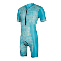 Men's Triathlon Suit Compression Padded Trisuit Swimming Cycling Running blue 1018