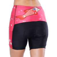 Flying Fish Carps Red Pink Womans Cycling Spinning Padded Bike Shorts UPF 50+ Spandex Clothing and Riding Gear Summer Pant Road Bike Wear Mountain Bike MTB Clothes Sports Apparel Quick dry Breathable NO. 806 -  Cycling Apparel, Cycling Accessories | BestForCycling.com 