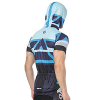 Geometry Blue Outdoor Running Cycling Fitness Extreme Sports Mens T-shirts Hooded Short-sleeve Jacket Clothing and Riding Gear with Cap Quick dry Breathable NO.820 -  Cycling Apparel, Cycling Accessories | BestForCycling.com 