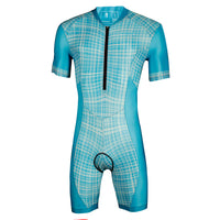 Men's Triathlon Suit Compression Padded Trisuit Swimming Cycling Running blue 1018