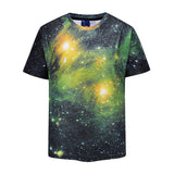 Green Starry Space Mens T-shirt Graphic 3D Printed Round-collar Short Sleeve Summer Casual Cool T-Shirts Fashion Top Tees DX802005# -  Cycling Apparel, Cycling Accessories | BestForCycling.com 