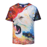 White Lion Red Mens T-shirt Graphic 3D Printed Round-collar Short Sleeve Summer Casual Cool T-Shirts Fashion Top Tees DX802008# -  Cycling Apparel, Cycling Accessories | BestForCycling.com 