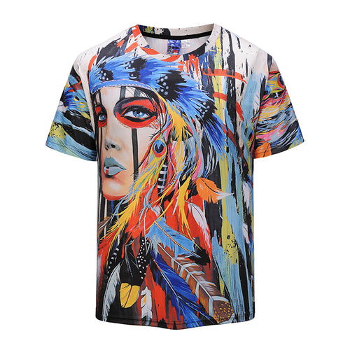 Abstract Painting Mens T-shirt 3D Printed Round-collar Short Sleeve Summer T-Shirts  DX803003# -  Cycling Apparel, Cycling Accessories | BestForCycling.com 