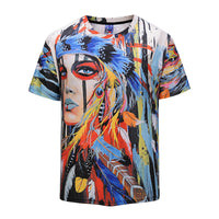 Abstract Painting Mens T-shirt 3D Printed Round-collar Short Sleeve Summer T-Shirts  DX803003# -  Cycling Apparel, Cycling Accessories | BestForCycling.com 