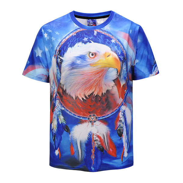 Eagle Blue Mens T-shirt Graphic 3D Printed Round-collar Short Sleeve Summer Casual Cool T-Shirts Fashion Top Tees DX803011# -  Cycling Apparel, Cycling Accessories | BestForCycling.com 