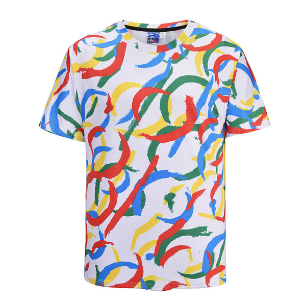 Graffiti White Mens T-shirt Graphic 3D Printed Round-collar Short Sleeve Summer Casual Cool T-Shirts Fashion Top Tees DX805001# -  Cycling Apparel, Cycling Accessories | BestForCycling.com 
