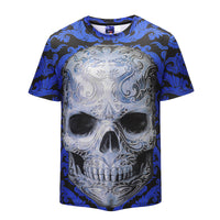 Skull Blue Mens T-shirt Graphic 3D Printed Round-collar Short Sleeve Summer Casual Cool T-Shirts Fashion Top Tees DX801007# -  Cycling Apparel, Cycling Accessories | BestForCycling.com 