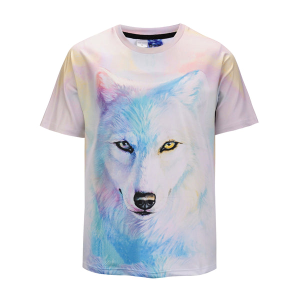 Snow Coloured Drawing Wolf White Mens T-shirt Graphic 3D Printed Round-collar Short Sleeve Summer Casual Cool T-Shirts Fashion Top Tees DX803018# -  Cycling Apparel, Cycling Accessories | BestForCycling.com 