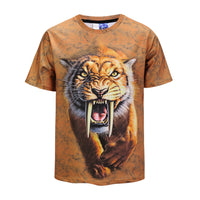 Tiger Yellow Mens T-shirt Graphic 3D Printed Round-collar Short Sleeve Summer Casual Cool T-Shirts Fashion Top Tees DX803021# -  Cycling Apparel, Cycling Accessories | BestForCycling.com 