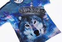Imperial Crown Wolf Blue Mens T-shirt Graphic 3D Printed Round-collar Short Sleeve Summer Casual Cool T-Shirts Fashion Top Tees DX803020# -  Cycling Apparel, Cycling Accessories | BestForCycling.com 