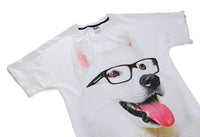 Lovely White Dog Tongue Out Mens T-shirt Graphic 3D Printed Round-collar Short Sleeve Summer Casual Cool T-Shirts Fashion Top Tees DX803026# -  Cycling Apparel, Cycling Accessories | BestForCycling.com 