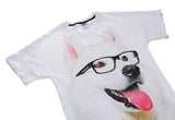 Lovely White Dog Tongue Out Mens T-shirt Graphic 3D Printed Round-collar Short Sleeve Summer Casual Cool T-Shirts Fashion Top Tees DX803026# -  Cycling Apparel, Cycling Accessories | BestForCycling.com 