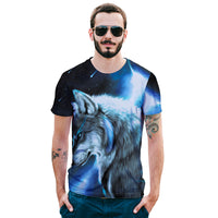 Starry Sky Wolf  Mens T-shirt Graphic 3D Printed Round-collar Short Sleeve Summer Casual Cool T-Shirts Fashion Top Tees DX801003# -  Cycling Apparel, Cycling Accessories | BestForCycling.com 