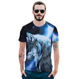 Starry Sky Wolf  Mens T-shirt Graphic 3D Printed Round-collar Short Sleeve Summer Casual Cool T-Shirts Fashion Top Tees DX801003# -  Cycling Apparel, Cycling Accessories | BestForCycling.com 