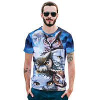 Night Owl Mens T-shirt Graphic 3D Printed Round-collar Short Sleeve Summer Casual Cool T-Shirts Fashion Top Tees DX801006# -  Cycling Apparel, Cycling Accessories | BestForCycling.com 