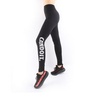 Women High Waist Black Yoga Pants CAN DO IT Letter Sports Gym Running Fitness Leggings Pants Athletic Trouser White/Golden-print letter LC01 -  Cycling Apparel, Cycling Accessories | BestForCycling.com 