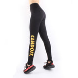 Women High Waist Black Yoga Pants CAN DO IT Letter Sports Gym Running Fitness Leggings Pants Athletic Trouser White/Golden-print letter LC01 -  Cycling Apparel, Cycling Accessories | BestForCycling.com 