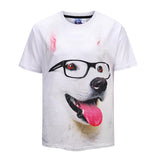 Lovely White Dog Tongue Out Mens T-shirt Graphic 3D Printed Round-collar Short Sleeve Summer Casual Cool T-Shirts Fashion Top Tees DX803026# -  Cycling Apparel, Cycling Accessories | BestForCycling.com 