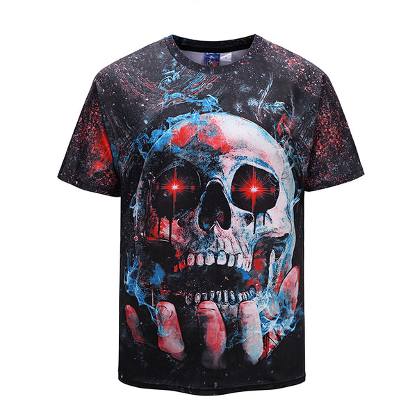 Holding Skull Mens T-shirt Graphic 3D Printed Round-collar Short Sleeve Summer Casual Cool T-Shirts Fashion Top Tees DX803027# -  Cycling Apparel, Cycling Accessories | BestForCycling.com 