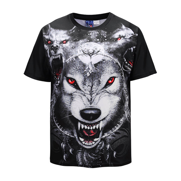 Red-eye Wolf Mens T-shirt Graphic 3D Printed Round-collar Top DX803023# -  Cycling Apparel, Cycling Accessories | BestForCycling.com 