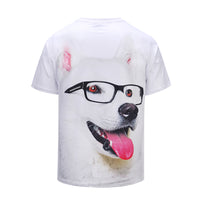 Lovely White Dog Tongue Out Mens T-shirt Graphic 3D Printed Round-collar Short Sleeve Summer Casual Cool T-Shirts Fashion Top Tees DX803026# -  Cycling Apparel, Cycling Accessories | BestForCycling.com 