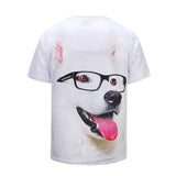 Lovely White Dog Tongue Out Mens T-shirt Graphic 3D Printed Round-collar Short Sleeve Summer Casual Cool T-Shirts Fashion Top Tees DX803026# -  Cycling Apparel, Cycling Accessories | BestForCycling.com 