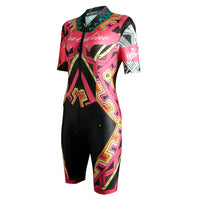 Women Triathlon Suit One-Piece Short Sleeve Compression Quick Dry Tri Suits for Running Cycling Swimming 1005