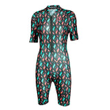 Women's Elite Sleeved Triathlon Suit Short Sleeve Trisuit SpeedSuit Skinsuit Swim-Bike-Run 1009