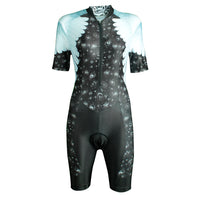 Women Short Sleeve Triathlon Suit Skinsuit Team Tri Suit Swim Bike Run 1010
