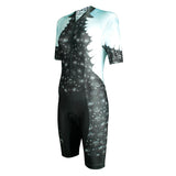 Women Short Sleeve Triathlon Suit Skinsuit Team Tri Suit Swim Bike Run 1010