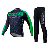 Men's Long-sleeve Black Cycling Jersey with Green-strip  Suit Spring Fall/Autumn NO.765 -  Cycling Apparel, Cycling Accessories | BestForCycling.com 