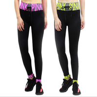 Woman PINK Letter High Waist Yoga Pants Sports Leisure Workout Tights Tummy Control Workout Gym Legging Tight Pink/ Black/ Yellow/ White Letter LA03 -  Cycling Apparel, Cycling Accessories | BestForCycling.com 