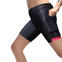 Small Pink Rectangle Side Womans Shorts UPF 50+ Spandex Yoga Tight Running Riding Gear Summer Fitness Wear Sports Clothes Hiking Courtgame Apparel Quick dry Breathable -With Pocket Design NO. 859 -  Cycling Apparel, Cycling Accessories | BestForCycling.com 