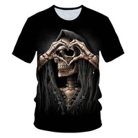 4-20 Years Kids 3D Skull T-shirt Boys Girls Motorcycle Skeleton Gothic Vintage Rock Death Fire Punk T shirt Children Tshirt Tops