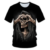 4-20 Years Kids 3D Skull T-shirt Boys Girls Motorcycle Skeleton Gothic Vintage Rock Death Fire Punk T shirt Children Tshirt Tops