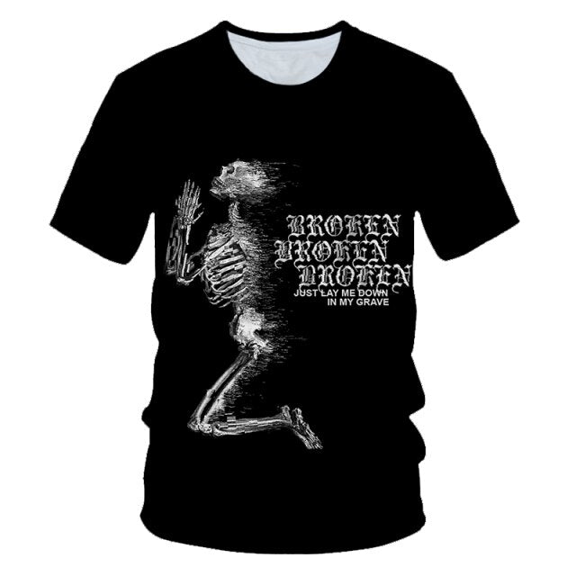 4-20 Years Kids 3D Skull T-shirt Boys Girls Motorcycle Skeleton Gothic Vintage Rock Death Fire Punk T shirt Children Tshirt Tops