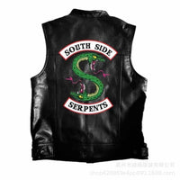 Motorcycle Jacket 2021 New Fashion Sons Of Anarchy Embroidery Leather Rock Punk Vest Cosplay Costume Black Color Motorcycle Sleeveless Jacket