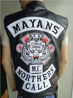 Motorcycle Jacket 2021 New Fashion Sons Of Anarchy Embroidery Leather Rock Punk Vest Cosplay Costume Black Color Motorcycle Sleeveless Jacket