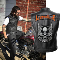 Motorcycle Jacket Men Biker Jackets Vest Solid Color Leather Jacket Punk Motorcycle Jacket Embroidery Skull Jacket Short Coats