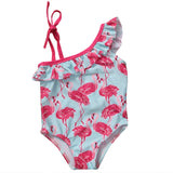 Swimwear Women 1-6Y Girls Bird Print Triangle Swimsuit One-Piecesuits One-Shoulder Swimming Bathing Suit Baby Kid Children Beachwear