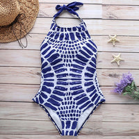 Swimwear One Piece Swimsuit Women 2020 High Neck Monokini Bandage Bathing Suit Halter Bodysuit Bather Beachwear